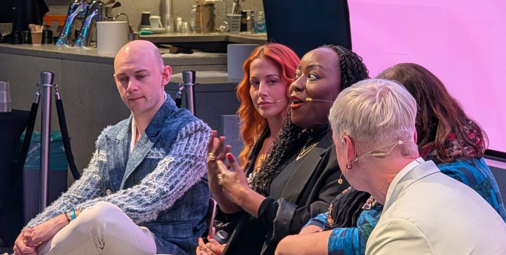 Claudia Kariuki speaking to Pride Wide at our Create Hope event at Samsung's KX store