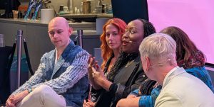 Claudia Kariuki speaking to Pride Wide at our Create Hope event at Samsung's KX store