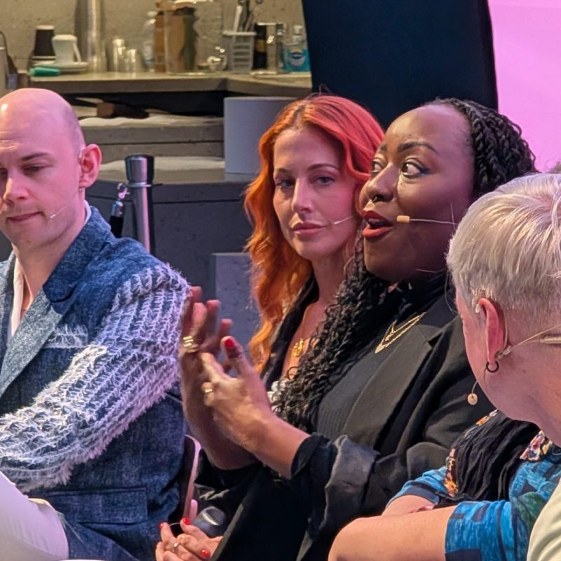 Claudia Kariuki speaking to Pride Wide at our Create Hope event at Samsung's KX store