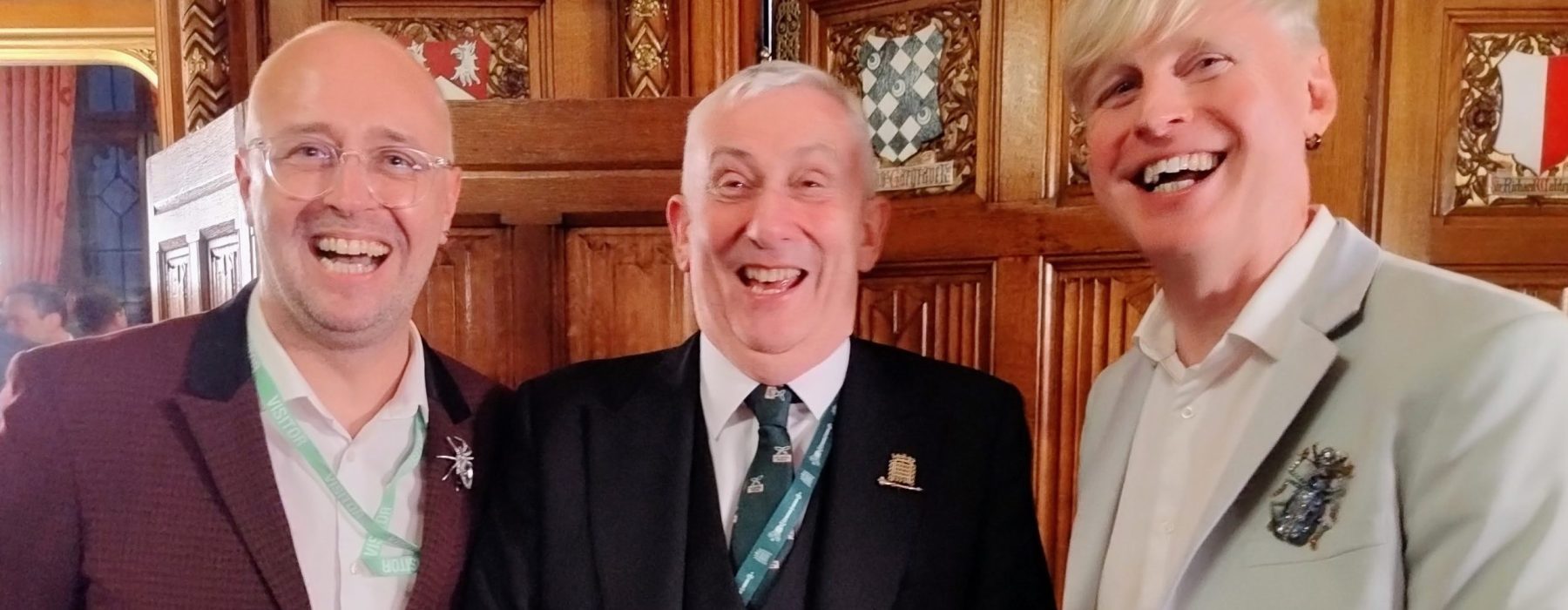 Scott Nunn, CM of Pride Wide, with Tris Reid-Smith, CEO and Sir Lindsay Hoyle, Speaker of the House