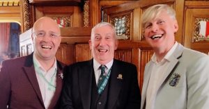 Scott Nunn, CM of Pride Wide, with Tris Reid-Smith, CEO and Sir Lindsay Hoyle, Speaker of the House