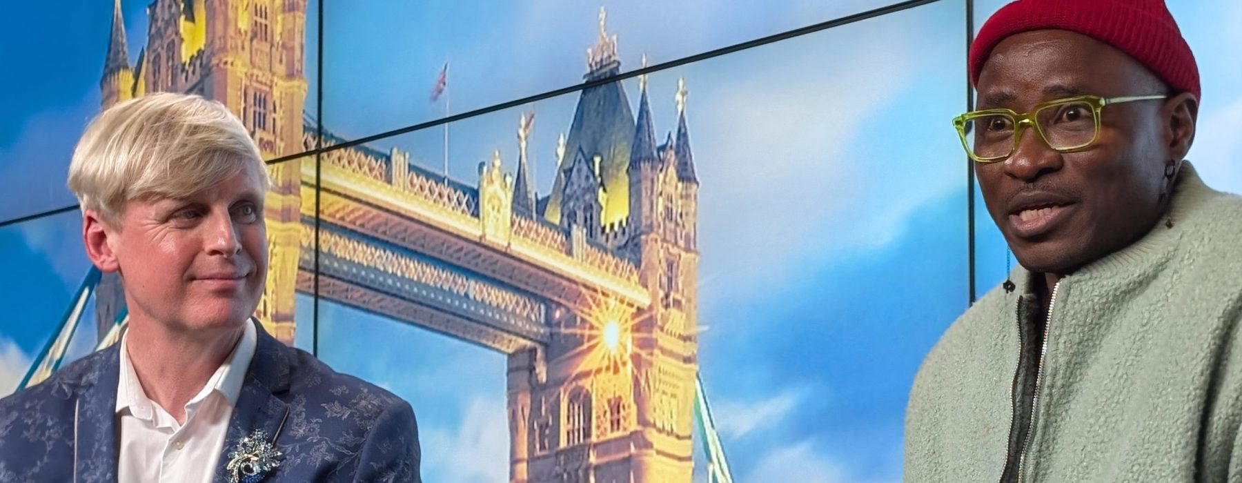 Bisi Alimi speaking at Pride Wide's Create Hope content series at Google's head office in London, with Pride Wide's CEO Tris Reid-Smith.